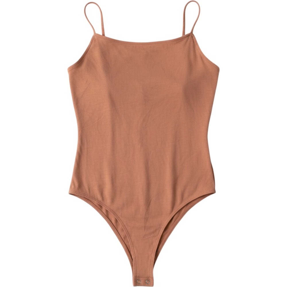 American Eagle Terracotta Rust Ribbed Bodysuit Square Neck Spaghetti Strap Small